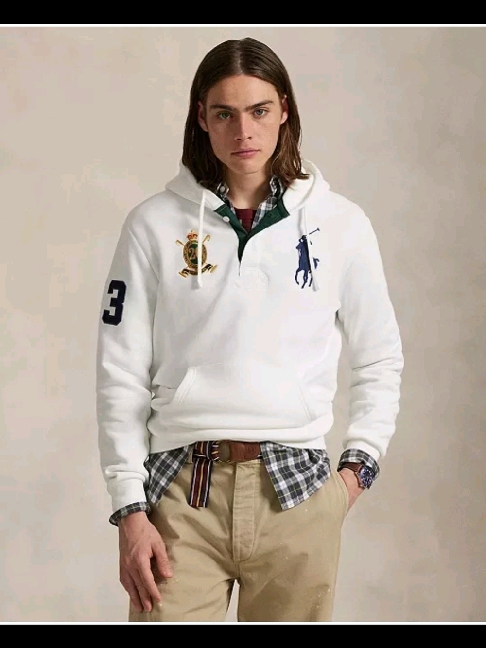 Polo Ralph Lauren Men's Big Pony 20th Anniversary Crest Hoodie White Size XLT